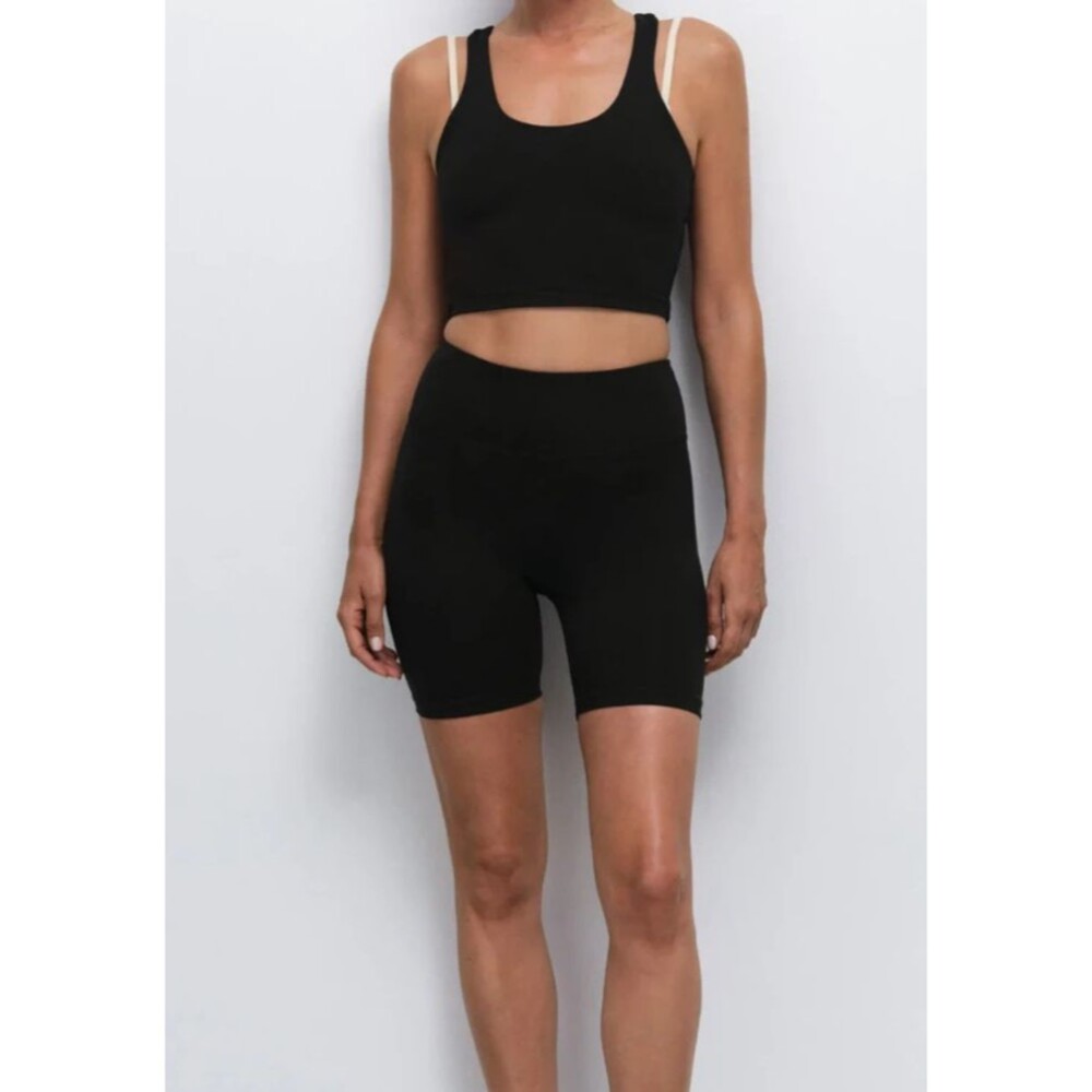MATE THE LABEL WOMEN'S ORGANIC COTTON BIKER SHORTS NWT BLACK SZ L - Picture 2 of 7